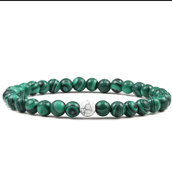 Natural Malachite Tiger Eye Stone Beads Bracelet